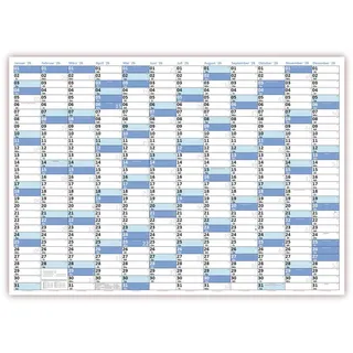 LYSCO Wandkalender XL Wandplaner DIN A1 2026 / 2026 + 2027 blau, nass abwischbar, 12 Monate Jahresplaner Wandplaner gerollt, Kalender Format 59,4 x 84,1cm