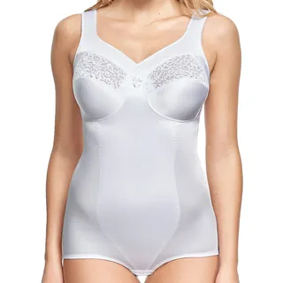 Susa Korselett ohne Bügel Classics I Korselett Damen I Shapewear Damen stark formend I Mieder I Body mit Häkchenverschluss Formt Taille, Bauch & Po, Weiß (Weiß 003)