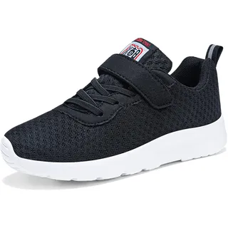 bgyujn Kinder Sportschuhe Große Kinder Leichte Atmungsaktive Netzstoff Sportschuhe Freizeitschuhe Ideal Für Schule Freizeit Atmungsaktive rutschfeste Sohle Mädchen Bequeme Freizeitschuhe (Black, 37) - 37 EU