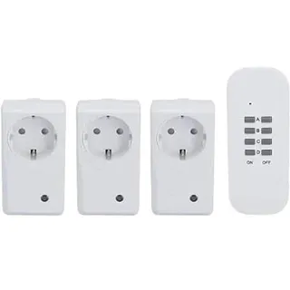 UNITEC Funkfernschalterset Indoor mit Selbstlernfunktion, Funksteckdosen Set, 3 Steckdosen+ 1 Fernbedienung, weiß