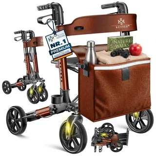 Kesser Leichtgewicht Rollator faltbar mit Sitz Braun