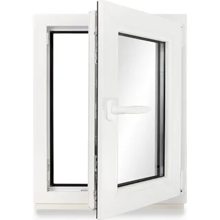 Kellerfenster Kunststoff weiß Dreh-Kipp 55x100 cm(BxH) DIN Rechts 2 -fach Glas Dichtung Schwarz - Weiß