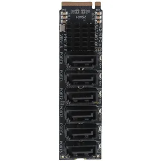 Dpofirs M.2 auf SATA3.0 Adapterkarte, Uplink PCIE3.0 X2 16 Gbps, Downstream SATA3.0 6 Gbps X 5, SATA 6 Ports Adapterkonverter Festplattenerweiterungskarte ASM1166