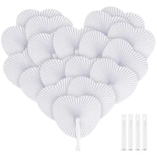 Sweelov 36 STK. Fächer Hochzeit Papierfächer Herzförmiges Weiß Papierfächer Faltbar Taschenfächer für Hochzeit Bevorzugung Party Beutel Füller