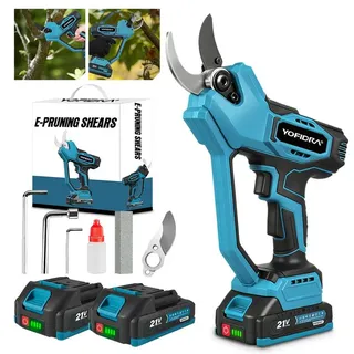 Akku-Astschere 45mm Professionelle Elektrische Gartenschere 21V Elektrisch Garten Schere, mit 2x Batterien, SK5-Kohlenstoffstahl