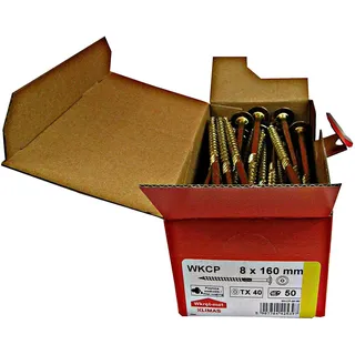 KLIMAS Tellerkopfschrauben Holzbauschrauben alle Größen Tellerkopf Torx Schrauben (50Stück 8x160mm TX40)