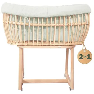 Geuther Babybett Schaukelwiege Rattan Rocker grün