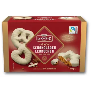 LAMBERTZ Weiße Schokoladen Lebkuchen Herzen Sterne Brezeln 250G