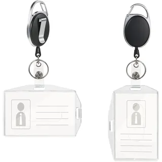 Vicloon Ausweishüllen, 2 Stück Ausweishalter mit Clip | ID Kartenhalter mit Retractable Schlüssel Jojo, Aus Hartplastik, Horizontal/Vertikal 2 Arten Zum Tragen für ID Badge Holder