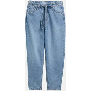 Tom Tailor DENIM Damen TTADEA BARREL Jeans mit Gürtel, blau, Uni, Gr. M