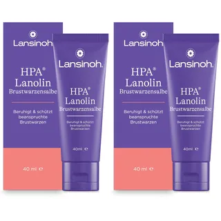 Lansinoh HPA Lanolin Brustwarzensalbe, 40 ml - beruhigt & schützt beanspruchte Brustwarzen - 100 % natürlich & klinisch getestet (Packung mit 2)