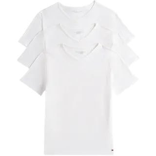 Tommy Hilfiger Herren 3er Pack T-Shirts Kurzarm Stretch V-Ausschnitt, Weiß (White/White/White), S