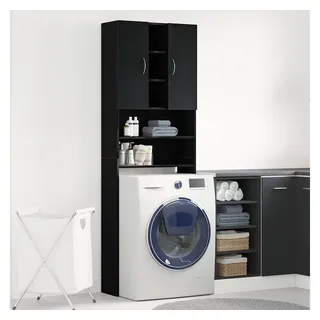 vidaXL Waschmaschinenschrank Schwarz Eichen-Optik 64x25,5x190 cm
