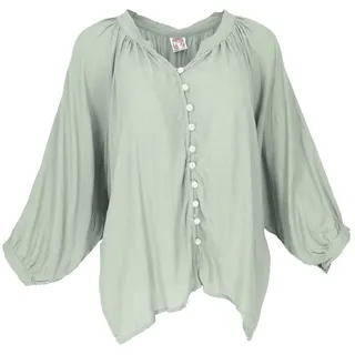 Guru-Shop Longbluse Luftige Boho Bluse, Oversize Hemdbluse,.. grün