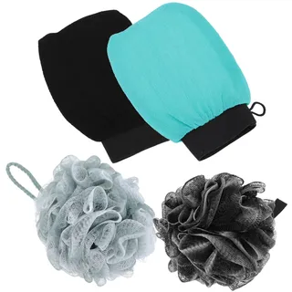 Cabilock 2sätze Badeblumen Badebälle Peelingshandschuhe Handtücher Für Badezimmer Komfortable Reinigung Und Massage Für Haut Für Entspannende Duscherlebnisse