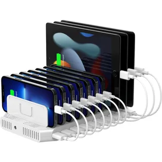Unitek 60W Handy Ladestation Mehrfach 10 Ports, USB Ladestation für mehrere Geräte mit SmartIC Technik und einstellbaren Teiler für Tablet und Andere USB Geräte