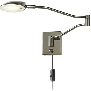AoLa LED Wandleuchte Verstellbarer Lange Arm mit Schalter und Kabel, 9.5W Dimmbar Nachttischlampe Modern Wandlampe mit Stecker, Metall Wand Leselampe für Schlafzimmer Study, 4000K Warmweiß,Schwarz