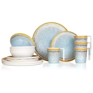 Moritz Geschirr-Set Camping Geschirr Crystal Blue 16-teilig