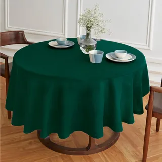 Solino Home Runde Tischdecke, Leinen, 152,4 cm, 100 % reines Leinen, maschinenwaschbar, für Herbst, Erntedankfest, Weihnachten, Sonoma