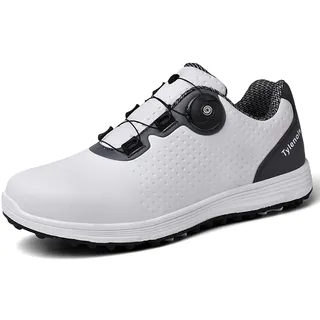 NGARY Herren Golfschuhe Leder Leder im Freien wasserdichte Turnschuhe Leichtes Anti-Schlupf für Golftraining,C,42 EU - 42 EU