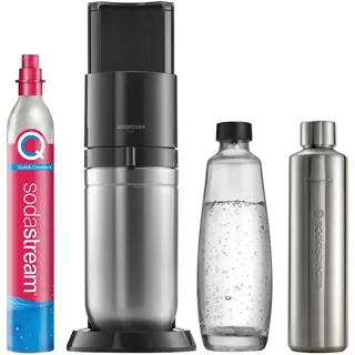 Sodastream Duo schwarz + PET-Flasche + Metallflasche + Zylinder