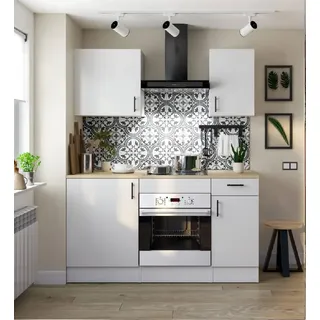 Dmora - Komplette Küche Fascia, Moderne Küchenkomposition, Modular Set für Küche, Funktionelle Küchenlösung, Weiß und Eiche