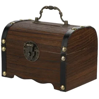 Macabolo Aufbewahrungsbox Münzen aus Holz, Spardose, Spardose, Spardose, Spardose mit Schloss, Holzschnitzerei, handgefertigt, legendäre Schatztruhe Kinder & Erwachsene