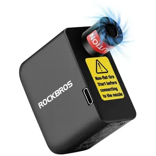 ROCKBROS Luftpumpe elektrisch Fahrrad Akku mini Pumpe 100 PSI USB C, Luft-Pumpe für Presta und Schrader Ventile schwarz