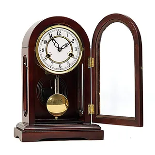 Kaminuhr mit Westminster-Glockenspiel, mechanische Tischuhr für Wohnzimmer, Büro, Heimdekoration, braunes Finish