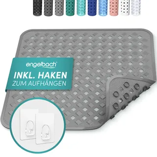 Engelbach® Duschmatte rutschfest 53x53cm inkl. 2 Haken - Antibakteriell & BPA-frei - Duscheinlage, Antirutschmatte - Waschmaschinen geeignet und schimmelresistent