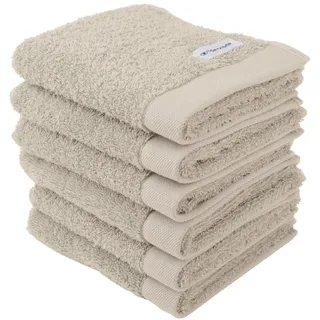Gästehandtuch, 6er Set, 30 x 50 cm, 100% Baumwolle / Frottier, mit Aufhänger und Label mit Logo, COLOR BATH TOWEL Beige
