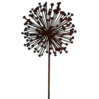 Wunderschöner & Hochwertiger Gartenstecker – Rost Blume/Blumenstecker – Große Auswahl – Edelrost Dekoblume – Metall Gartendeko (Flache Allium - Ø 15cm)