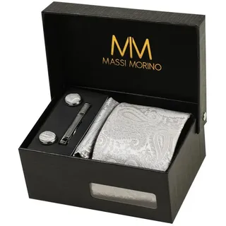 MASSI MORINO Krawatte-Set in Paisley Grau | Gr.: onesize
