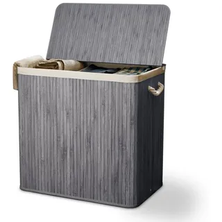 Juskys Bambus Wäschekorb Curly - Grau