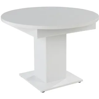 Mäusbacher Esstisch mit Auszug Hugo Ø 104/144 cm Kunststoff Weiß 104