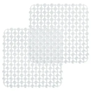 SpüLbeckeneinlage PVC Zuschneidbar 2er-Set 28x28, Weich SpüLbeckenschutz Einlage, Silikon-Unterbeckenmatte, Matte unter dem Waschbecken, Küchenspülenmatten, Transparent Schutz SpüLmatte für Spülbecken