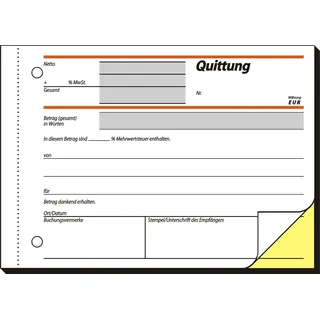 Sigel Formularbuch Quittung A6 quer gelb/grün