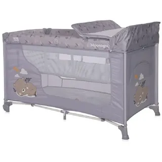 Lorelli Reisebett, Moonlight zwei Ebenen, faltbar, Wickelauflage, Matratze, Räder silbergrau