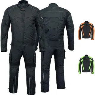 BULLDT Herren Motorradkombi Motorradanzug mit CE-Protektoren - Winddicht leicht 2-teiler kurze Motorradjacke & Cargo Motorradhosen Set - aus 4 Schichten Abnehmbar Thermofutter - insgesamt 9 Taschen - 62