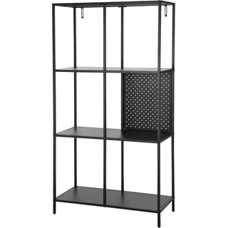 loft24 Bücherregal Holly, Standregal aus Metall mit 6 Fächern, Höhe 144 cm schwarz