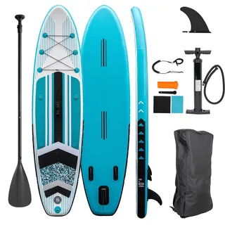 e4fun Stand Up Paddle Board 305 x 71 x 10 cm weiß/schwarz/türkis