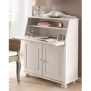 OTTO home Sekretär OTTO HOME "Mette, Schreibtisch im Landhausstil", weiß, B:82cm H:107cm T:39cm, Sekretäre, Sekretär, aus Massivholz, Breite 82 cm