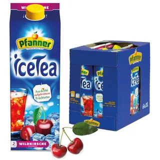 Pfanner Eistee Wildkirsche im Vorratspack – Direkt aufgebrühter Früchtetee mit Kirschsaft verfeinert (6 x 2 l)