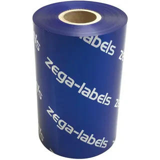 zega-labels Thermotransfer Farbband BLAU 110 mm x 300 m - zega color (Wachs/Harz Wischfest) - Farbseite AUSSEN - 1 Zoll Kern Ø 25 mm - für Papieretiketten - Ribbon für Zebra ZT-Serie/ZM400/Z4M+/ZD421T