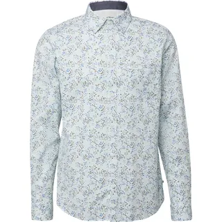 s.Oliver Slim Fit: Langarmhemd mit All-over-Print und Kentkragen - weiß|mehrfarbig - M