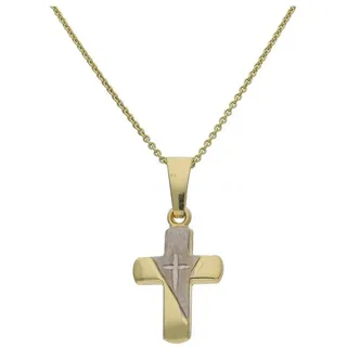 JuwelmaLux Kreuzanhänger JuwelmaLux Anhänger 585 Gold- und Weißgold Kreuz JL14-02-0035 (1-tlg) silberfarben