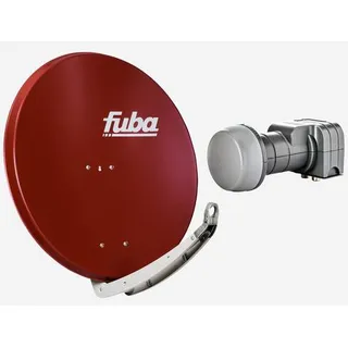 Fuba Sat Anlage 2 Teilnehmer | Satellitenschüssel Komplettset - DAA 850 R Sat-Schüssel 85cm Alu rot + Fuba DEK 217 Twin LNB 2 Teilnehmer (DVB-S2, HD