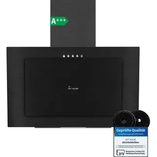 KKT Kolbe Dunstabzugshaube 60 cm Umluft Abluft Kopffrei Wandhaube Schwarz Glas LED-Beleuchtung VTH6004S - Schwarz