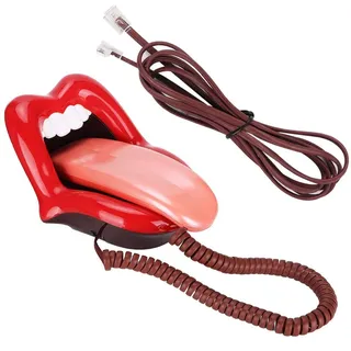 Red Large Tongue Telefon Festnetztelefone für zu Hause, Red Mouth Telefon verkabelt sexy Lippentelefon Geschenk Cartoon geformt echt schnurgebunden für Home Hotel Office Dekoration
