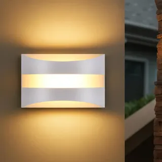 Homefire LED Wandleuchte Innen Wandlampe - 5W Weiß Modern Design Wandbeleuchtung Wohnzimmer 3000K Warmweiß Up and Down Leuchten Flur Lampe Wand Aus Metall+Acryl Wandlicht für Schlafzimmer Treppenhaus